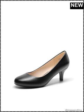 Kitten Heel Pumps 2.5 Inch Slip-On Round Toe Heels for Work